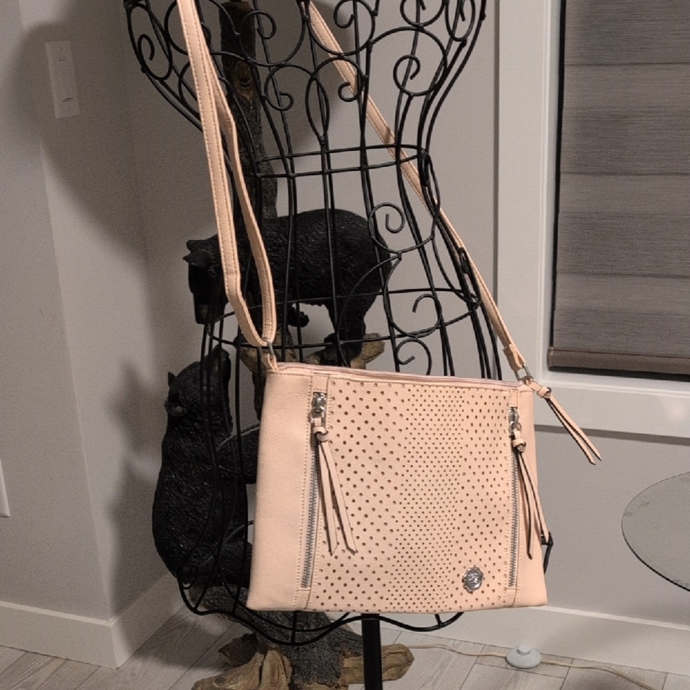 Fiorelli London Perforated Laser-Cut Crossbody Bag Nude Blush Like New